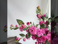 Fiori artificiali di camellia, composizione floreale di camellia a più teste, rami lunghi, fiore artificiale