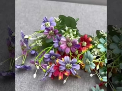 Simulato 15 capo rivestimento felice crisantemo piccolo manico fascio di seta fiore casa hotel matrimonio pho