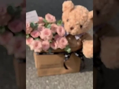 Bouquet di orso dolcettoso, fiore artificiale di rosa eterna regalo di San Valentino, regalo di compleanno per