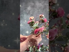 21 Rose di diamanti, Decorazione di un pacchetto di rose d'autunno a 7 forcelle, Decorazione per la casa di nozze, Fiori finti
