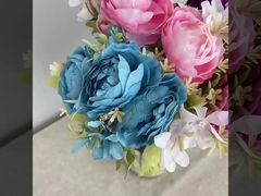 Simulazione di profumo celeste Bouquet di peonia Falsos fiori pesca profumo di plastica rosa di nozze Casa F