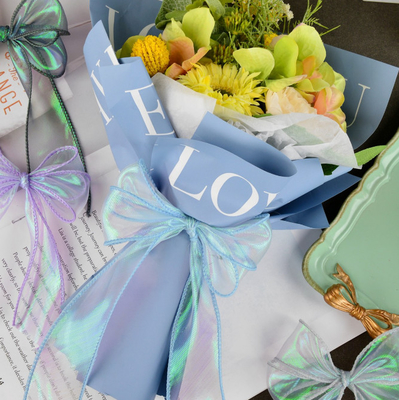 Un buon prezzo. Nastro di carta floreale a coda di pesce variopinto di Gauze Ribbon Cake Flower Packaging DIY in linea
