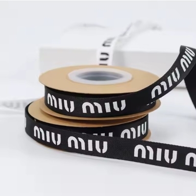 comprare Stampa personalizzata del logo 13 mm Grosgrain Ribbon Roll in bianco nero per fiori in bottiglia online manufacture