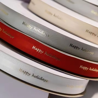 comprare Nastro di poliestere satinato grosso con logo personalizzato di lusso di seta di cera floreale per imballaggio regalo online manufacture