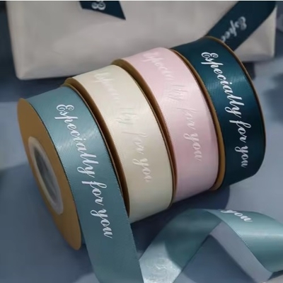 comprare Logo stampato su misura Rollo di nastro satinato Stampaggio a caldo Decorativo Grosgrain per l'imballaggio dei regali online manufacture