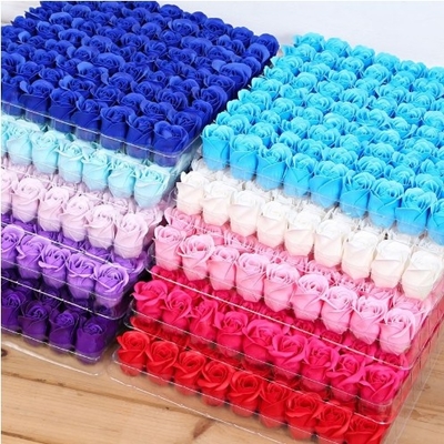 comprare Fiore di sapone rosa a 3 strati per San Valentino Natalizio matrimonio 5 cm di diametro 6 cm di altezza senza fondo Fiore di simulazione regalo coppia online manufacture