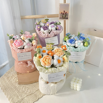 Un buon prezzo. Regalo per il giorno dei bambini Bouquet di peluche a maglia con borsa di simulazione leggera e portatile in linea
