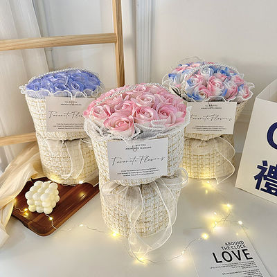 comprare Qixi Graduation Birthday Bouquet di sapone 20x35cm con rosa multicolore Perfetta ragazza presente fabbricazione online