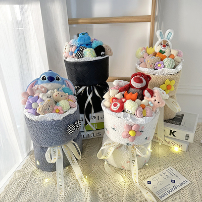comprare Bouquet di fiori creativi di peluche con luce, bouquet di simulazione, bouquet di animali da stufato per il giorno di San Valentino, regalo alla ragazza. online manufacture