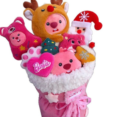 comprare Incantevoli bambole rosa da castoro Bouquet di fiori di peluche per le richieste dei clienti fabbricazione online