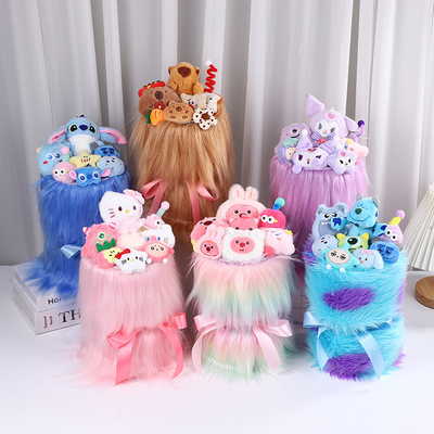 comprare Bouquet di bambole di peluche di capelli lunghi Sulivan e Kabibala Perfetto regalo per i bambini per la stagione delle laurea e San Valentino 22x33cm online manufacture