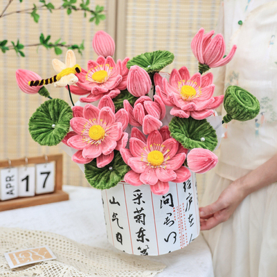 comprare 35x38cm Manifattura Twist Rod Fiore Bouquet Materiale Kit Stoffa di seta reale Juan Hua Regali creativi e colorati per bambini online manufacture