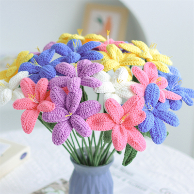 comprare Pile a maglia crochet a mano tulipano bouquet faux floral decorazione da tavolo per San Valentino / regalo varietà di tulipano online manufacture