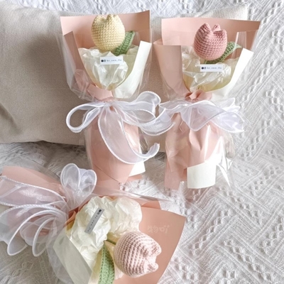 comprare Tulipano a maglia Bouquet di fiori piccoli Girasole Fiore di lana Prodotto finito Azienda Acquisti Team Building Regalo online manufacture