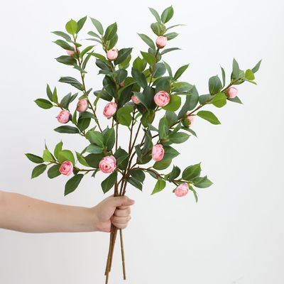 comprare Camellia Fiori artificiali per la fotografia di nozze Requisiti e salotto Tavolo da pranzo Decorazione in materiale plastico fabbricazione online