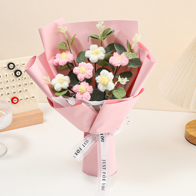 comprare Bouquet di fiori di filati fatti a mano Crochet in maglia Regalo floreale Faux Fiori Bouquet a mano con colori multipli online manufacture