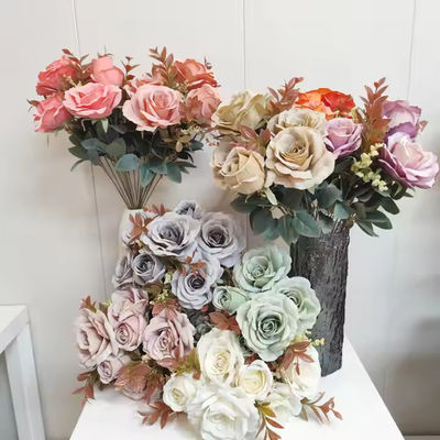 comprare Bouquet di fiori artificiali di rosa di seta per la decorazione di case per matrimoni fabbricazione online