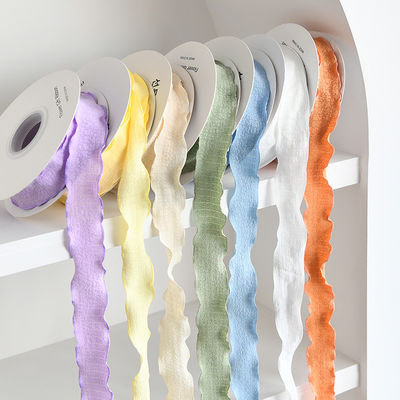 comprare 2.5 cm filati a onde a piegatura nastro floreale filati a coda di pesce filati avvolti nastro floreale nastro neve filati a chiffon nastro nastro fabbricazione online