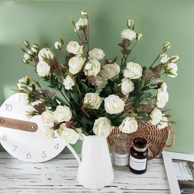 comprare Decorazione domestica di rose artificiali a più teste fiori artificiali per matrimoni fabbricazione online