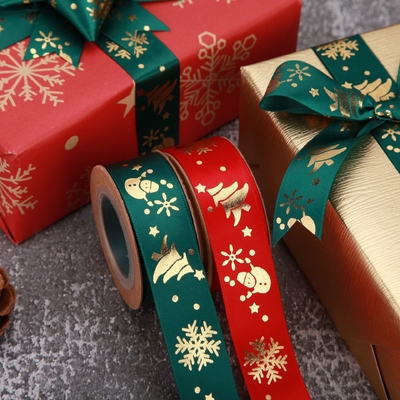 comprare Produttore fornisce nastri di poliestere stampati, nastri di fiocchi di neve natalizi, nastri regalo, nastri per imballaggi natalizi fai da te online manufacture