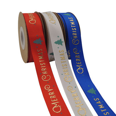 comprare 1.6cm nastro di albero di Natale decorazione regalo, stampaggio a caldo nastro rotolo imballaggio regalo, nastro Natale all'ingrosso fabbricazione online
