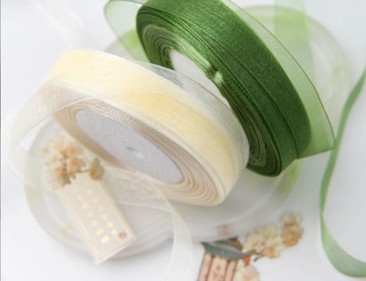 comprare Nello scivolo di giallo nastro di garza chiffon materiale fai da te nastro satinato militare verde cassetta di torta decorazione fiore di gelsomino fascicolo di imballaggio nastro di seta fabbricazione online