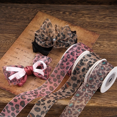 comprare Leopardo stampa nastro di neve fai da te accessori di capelli di arco fatti a mano nastro tessuto cappello di paglia lacci di scarpe fare accessori scatola regalo nastro imballaggio online manufacture