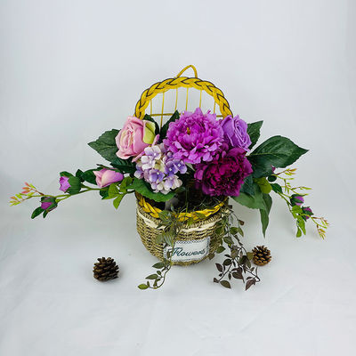 comprare Nuova imitazione del produttore di stile europeo combinazione di peonia buco di tessuto di ortensia per il matrimonio a casa, arrangiamento floreale a forma di corno e appeso a parete fabbricazione online