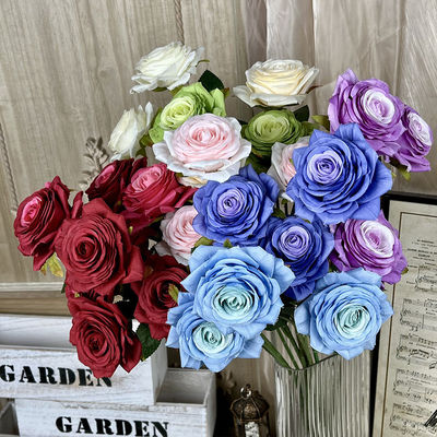 comprare Tre mila imitazioni a strati di rose fiori veri e falsi per matrimoni, decorazioni di fiori di seta artificiale di alta gamma, decorazioni del soggiorno fabbricazione online