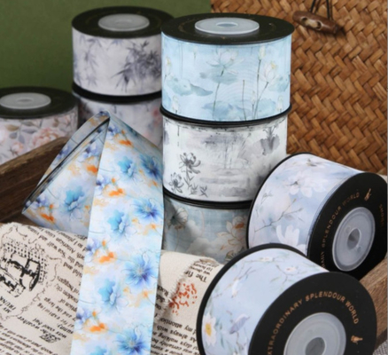 comprare National Style Gentleman Series Bird Song Flower Fragrance Flower Printing Ribbon DIY Bow Clothing Hair Accessories Packaging Ribbon online manufacture