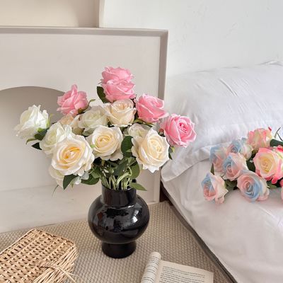 comprare Rosa artificiale singola, casa per San Valentino, decorazione di matrimonio, parete di fiori, fiore artificiale, produttore di fiori artificiali all'ingrosso fabbricazione online