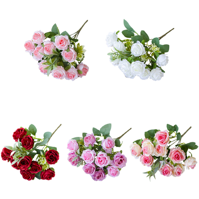 Un buon prezzo. 10 piccole rose organizzate per matrimoni, piccoli bouquet di fiori, ornamenti per la casa dell'hotel, fiori di seta, fiori falsi artificiali in linea