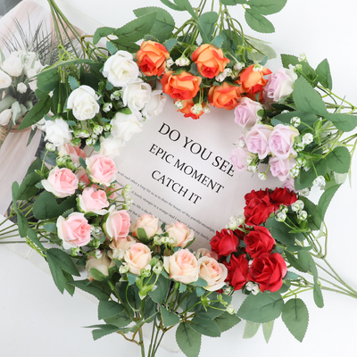Un buon prezzo. Simulazione di matrimoni, piccole rose, fiori simulati, fiori finti, fotografia di nozze di grandi dimensioni, bouquet di fiori, accessori per la decorazione del desktop domestico in linea