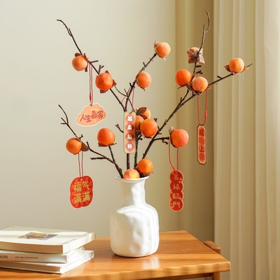 Un buon prezzo. Simulazione di dimensioni personalizzate 8 piccole persimmoni Imitazione di persimmoni veri e falsi Varietà di fiori per la decorazione domestica matrimonio in linea