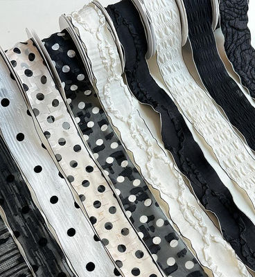 comprare DIY Decorative Floral Packaging 14m Black and White Ribbon Qixi Bouquet con Fioraio a Nastro fabbricazione online