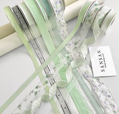 comprare 1cm Lavabile Menta Manbo Nastro Fiore Bouquet Galleggiante Fatto a Mano Design Floreale Fai da Te Regalo Torta Confezione Cinturino Decorativo fabbricazione online