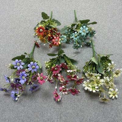 comprare Simulato 15 copertura della testa felice crisantemo piccolo manico fascio fiore di seta casa hotel fotografia di nozze decorazione piccolo crisantemo fabbricazione online