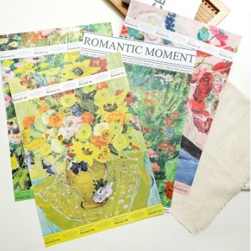 comprare Carta da imballaggio floreale Momento romantico 57*57cm Atmosfera di pittura a olio Arte in molti colori online manufacture