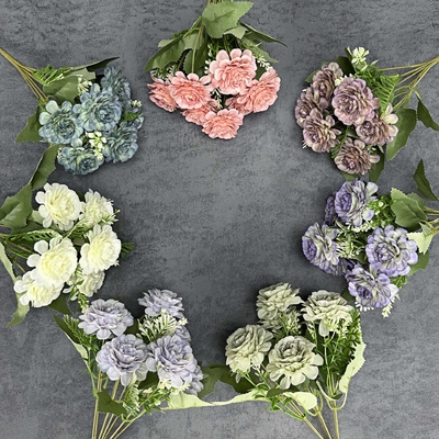 comprare Simulazione di un mazzo di rose di ibisco a 7 teste decorazione domestica decorazione di una scena di matrimonio decorazione transfrontaliera decorazione a mano di fiori falsi online manufacture