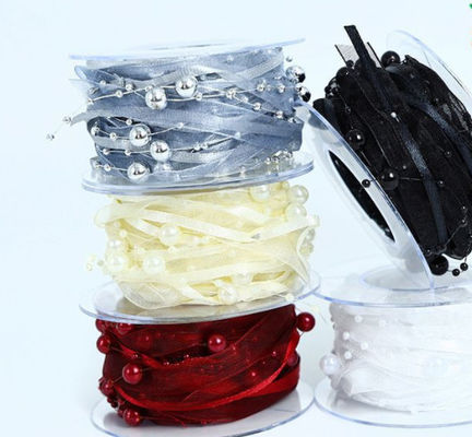 comprare Perla Love Filato Perla Catena Nastro Fiore Materiale di imballaggio Accessoiri per capelli con perline Regalo fai da te Nastro 1cm /5m Color Fastness fabbricazione online