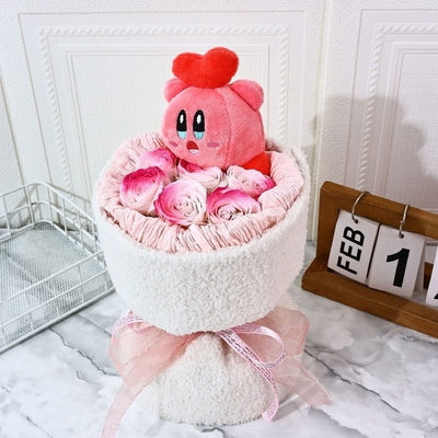 comprare Bambole dei cartoni animati, bouquet di rose, fiori di sapone, Festa di Qixi, bambole di Kirby a forma di stella, bouquet di fiori, bouquet di sapone online manufacture