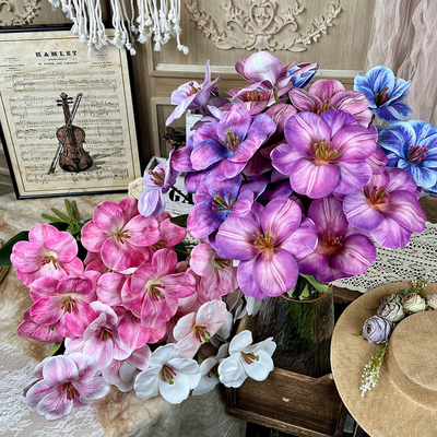 comprare Simulazione di tulipani a sette teste Fiori finti Bouquet fatto a mano Decorazione di nozze con fiori di seta Fiori artificiali Decorazione di nozze Composizione floreale da pavimento online manufacture