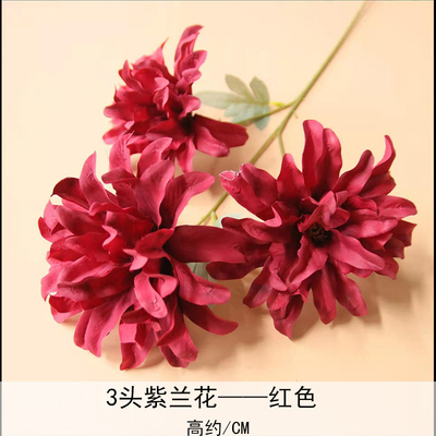 comprare Fiore di simulazione per matrimonio, orchidea viola a tre teste, fiore per sala matrimoni, decorazione domestica, fiore di seta, fotografia, decorazione, bouquet fabbricazione online