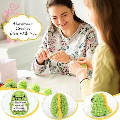 comprare Vendita calda energia positiva dinosauro breve peluche lavorato a maglia bambola comfort emotivo animale del fumetto ornamenti fatti a mano all'uncinetto 31 cm-50 cm fabbricazione online