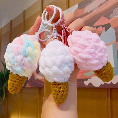 comprare Filtro di cotone a maglia a mano gelato a maglia bollino di peluche animale bollino da regalo super morbido piccolo portachiavi pendente eccellente bollino da clip machine fabbricazione online