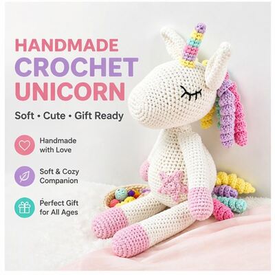 comprare Articoli organici all'uncinetto Grandi giocattoli morbidi di vendita caldi Certificazione CE fatta a mano Bambola di unicorno di peluche ripiena Amigurumi per neonati fabbricazione online