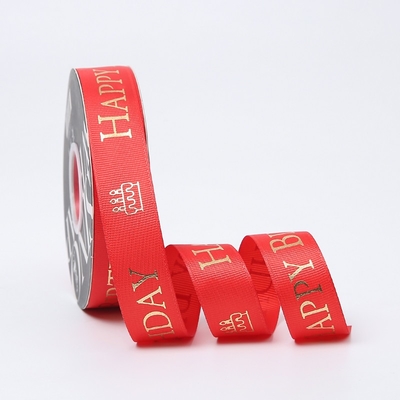 comprare Il nastro di buon compleanno ha stampato il nastro rosso a 1 pollici del raso per l'imballaggio del dolce online manufacture