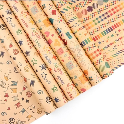 comprare Il rotolo di carta dell'involucro di regalo di Brown 80gsm Kraft riveste il modello di buon compleanno di 50X70cm online manufacture