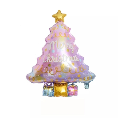 Un buon prezzo. Ingrosso Albero di Natale Rosa in forma di foglio Pallone auto sigilante Pallone riutilizzabile per l'anno Prodotti per feste Film di alluminio in linea