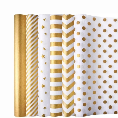 Un buon prezzo. Carta da regalo in lamina d'oro sfusa personalizzata con logo Accessorio per confezioni regalo riciclabili in linea